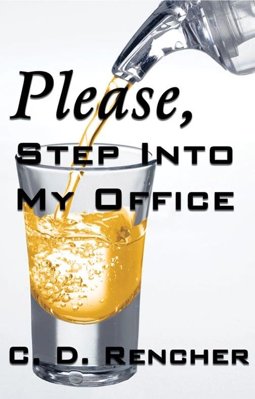 A glass of orange juice with the words " please, step into my office ".